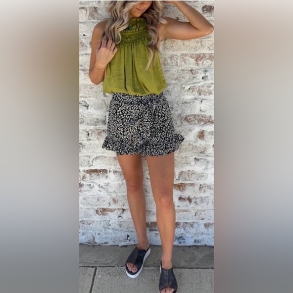 •FREE PEOPLE•NWT GRASSES GREEN “MY OH MY”SMOCK NECKLINE KEYHOLE BLOUSE MEDIUM - Picture 7 of 16